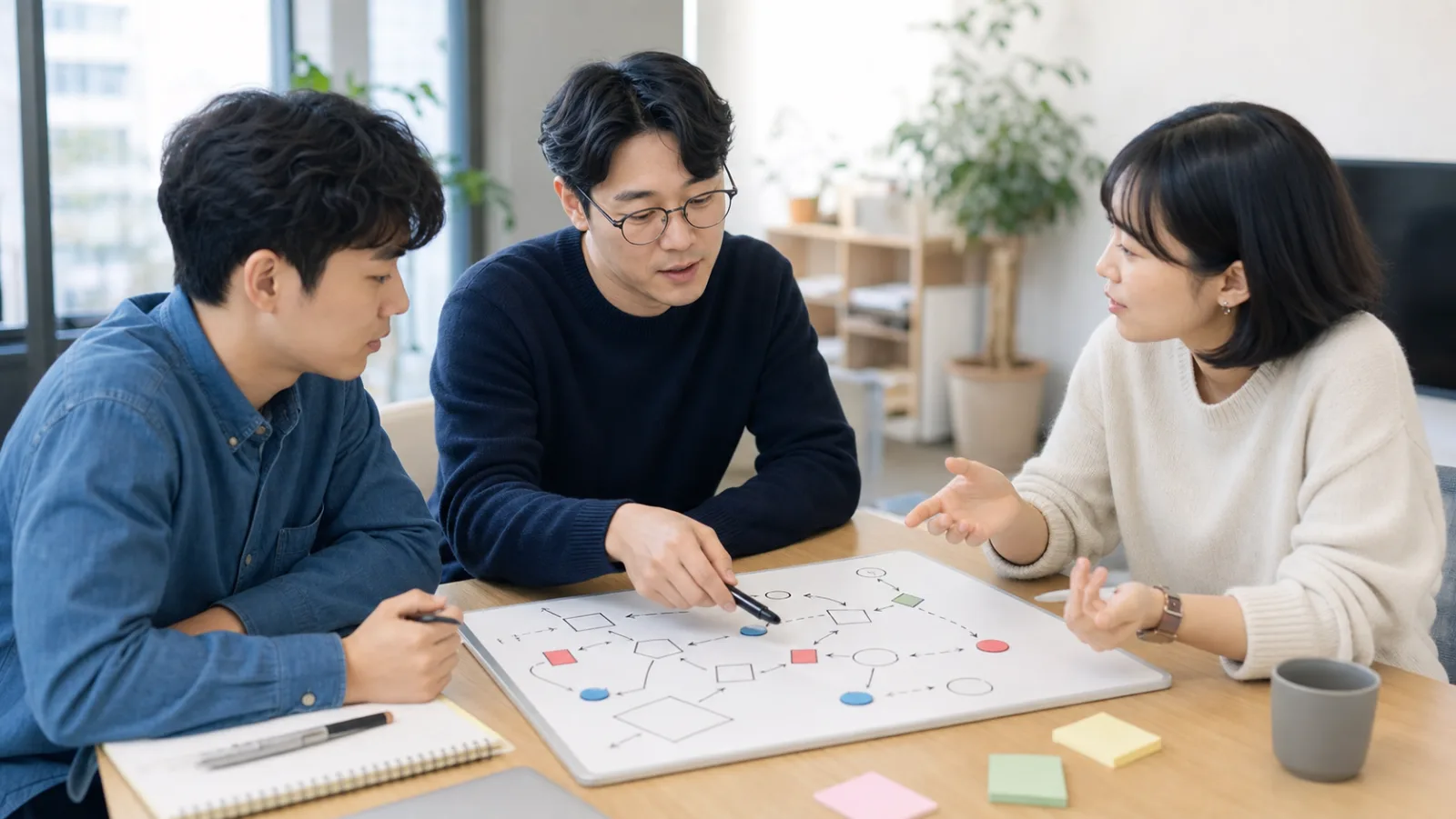 신규 입사자와 매니저가 첫 30일의 결정 권한과 질문 경로를 맞추는 모습